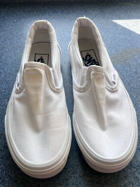 True White Vans Slip Ons Unisex
